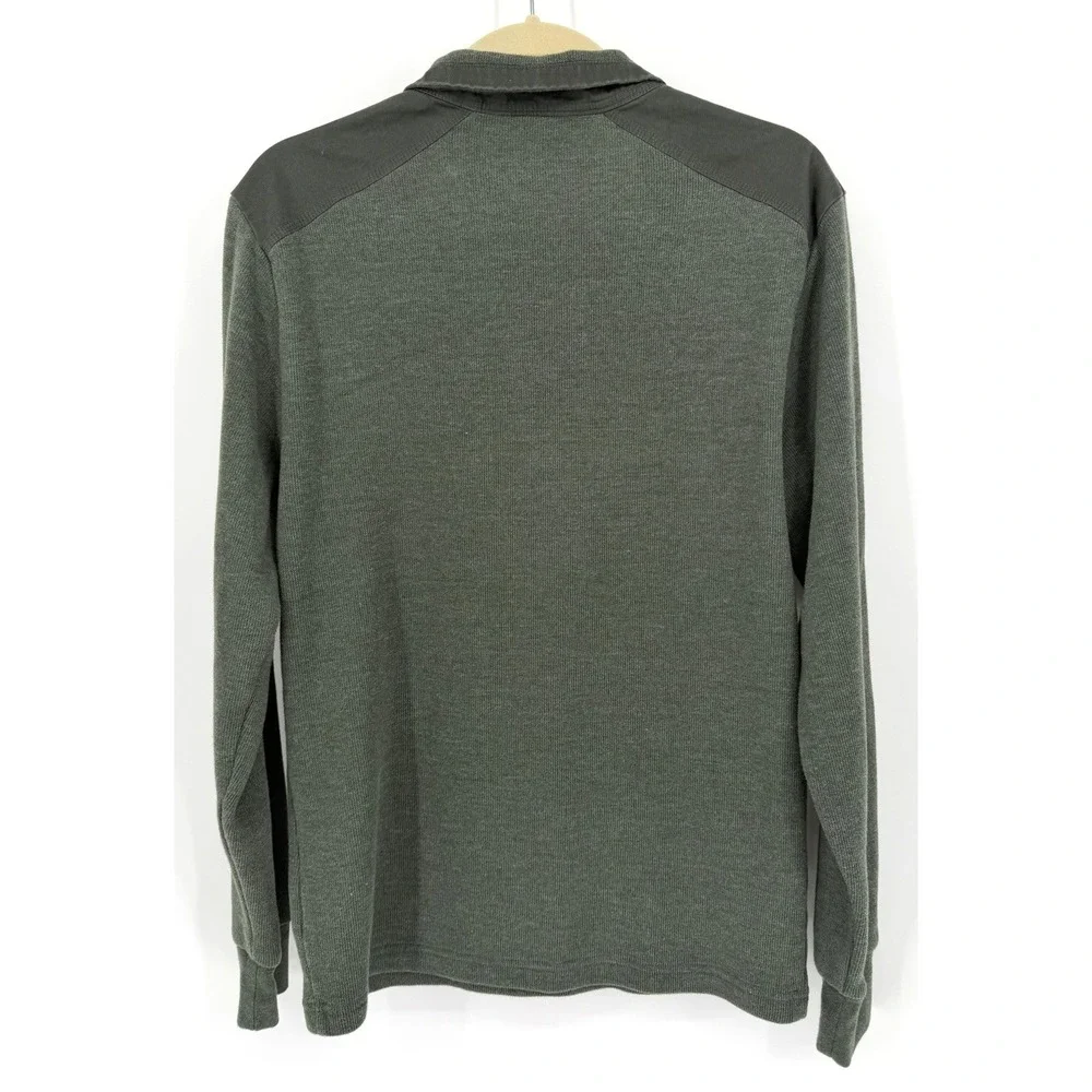 Banana Republic Mens MED 1/4 Button Henley‎ Shirt Green Cotton Blend Long Sleeve
